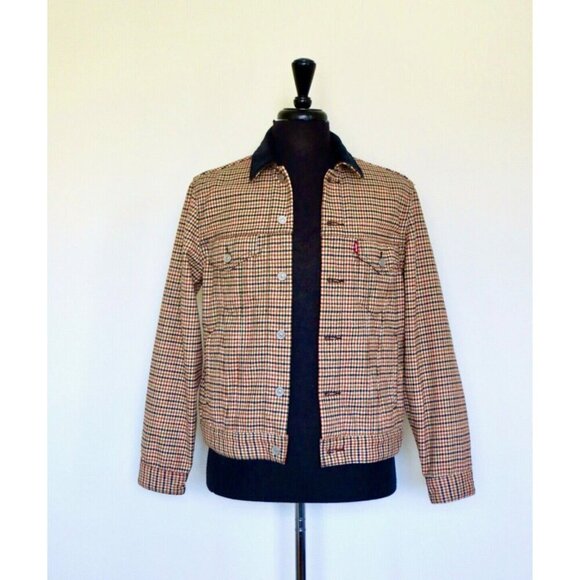 NEW! Vintage Fit Levi's Premium Houndstooth Trucker Jacket Wool Blend SZ S - Picture 11 of 16